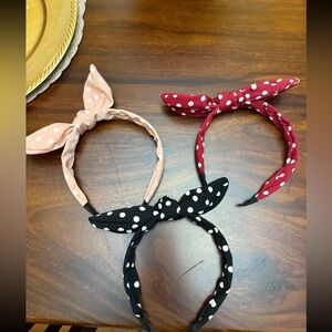 Polka Dot Headband Set - Pink, Red, Black